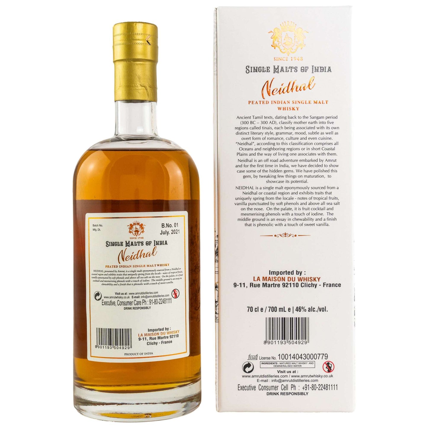 Amrut | Neidhal | Single Malts of India | Peated Indian Single Malt Whisky | 0,7l | 46%GET A BOTTLE